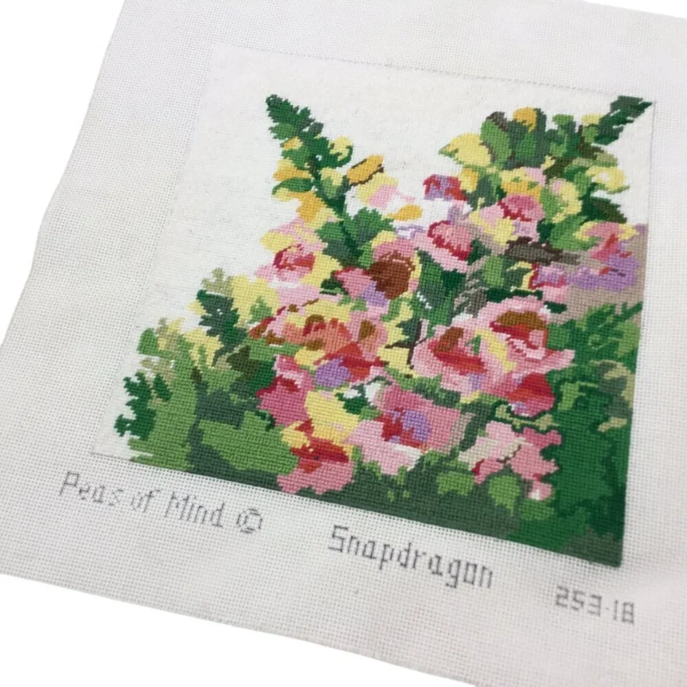 Finished Ready to Frame Needlepoint Too Peas of Mind Snapdragon Hand Painted - Picture 2 of 8